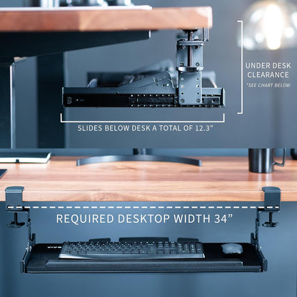 Premium Black Clamp-on 27 x 11 in Keyboard Tray, MOUNT-KB05HT