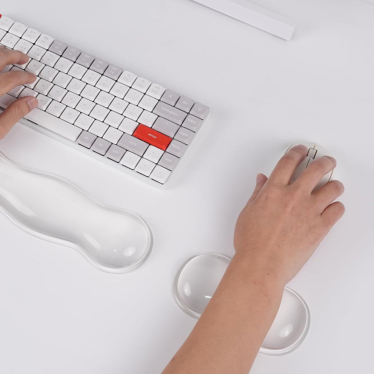Ergonomic Clear Gel Wrist Rest for Computer Keyboard - Non-Slip Crystal Gel Pad, Soft Comfortable Support, Washable, Office Gaming Wrist Pain Relief