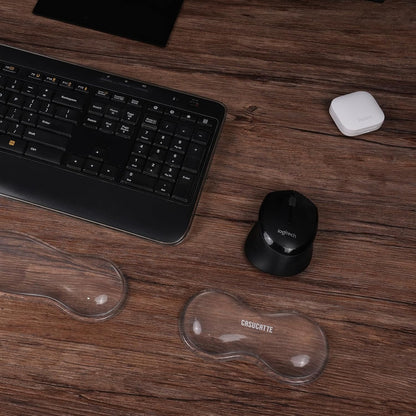 Ergonomic Clear Gel Wrist Rest for Computer Keyboard - Non-Slip Crystal Gel Pad, Soft Comfortable Support, Washable, Office Gaming Wrist Pain Relief