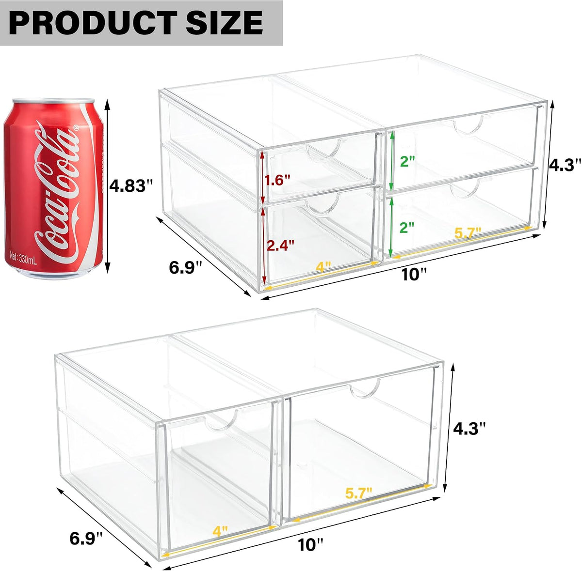 Acrylic Drawer Makeup Organizer with 4 Drawers