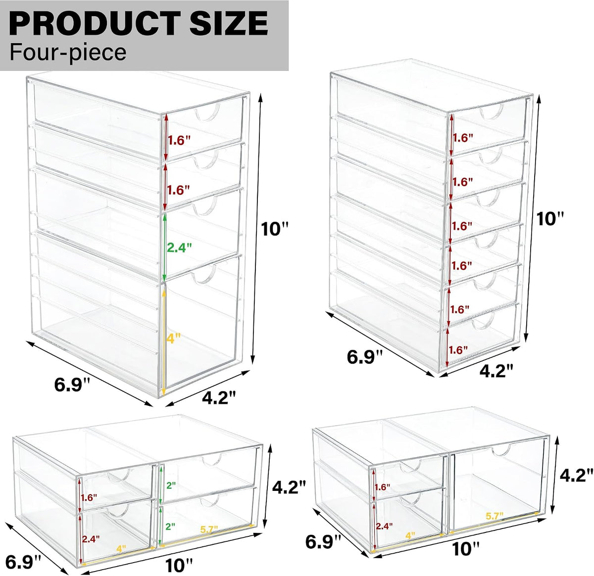 Acrylic Drawer Makeup Organizer with 4 Drawers