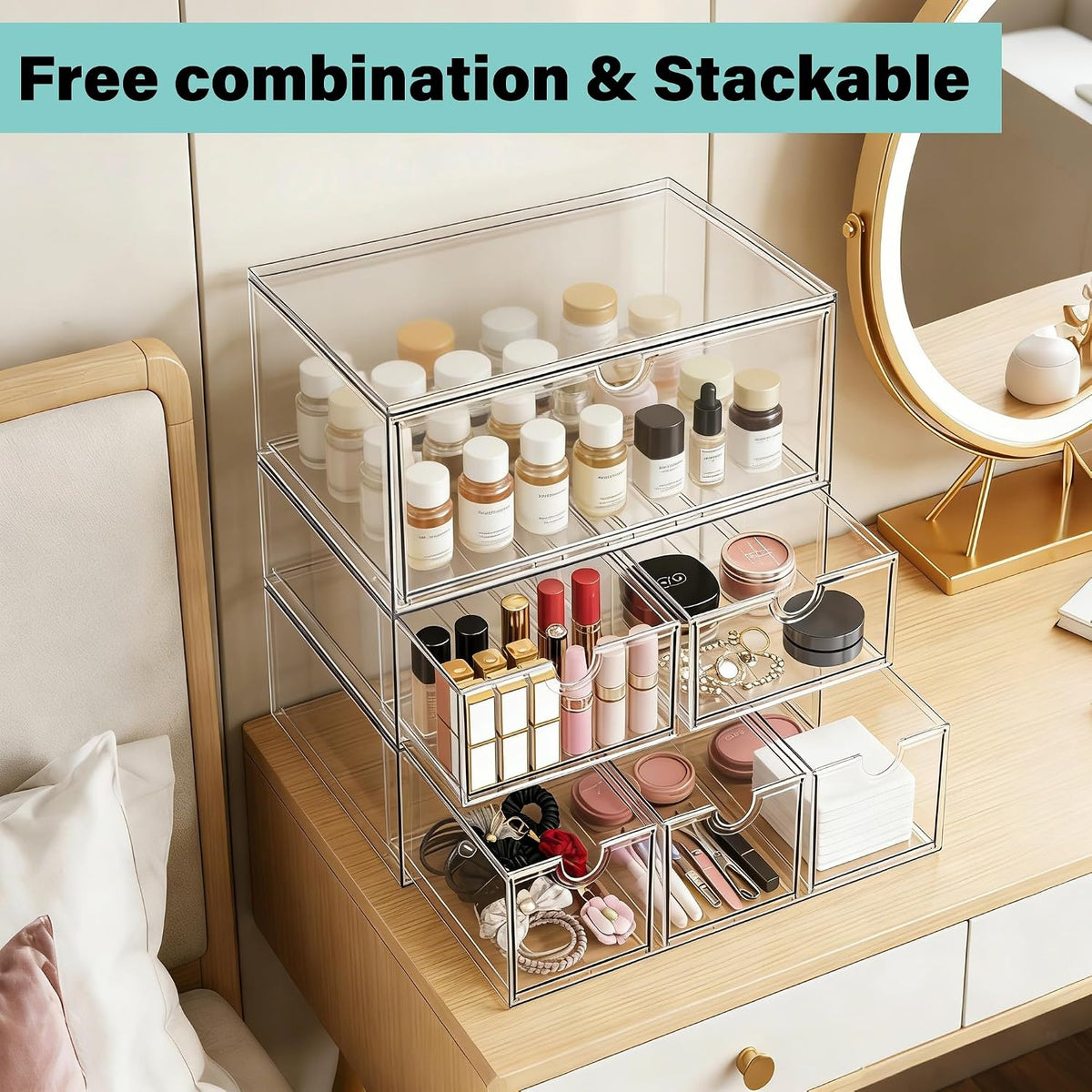 Acrylic Drawer Makeup Organizer with 4 Drawers