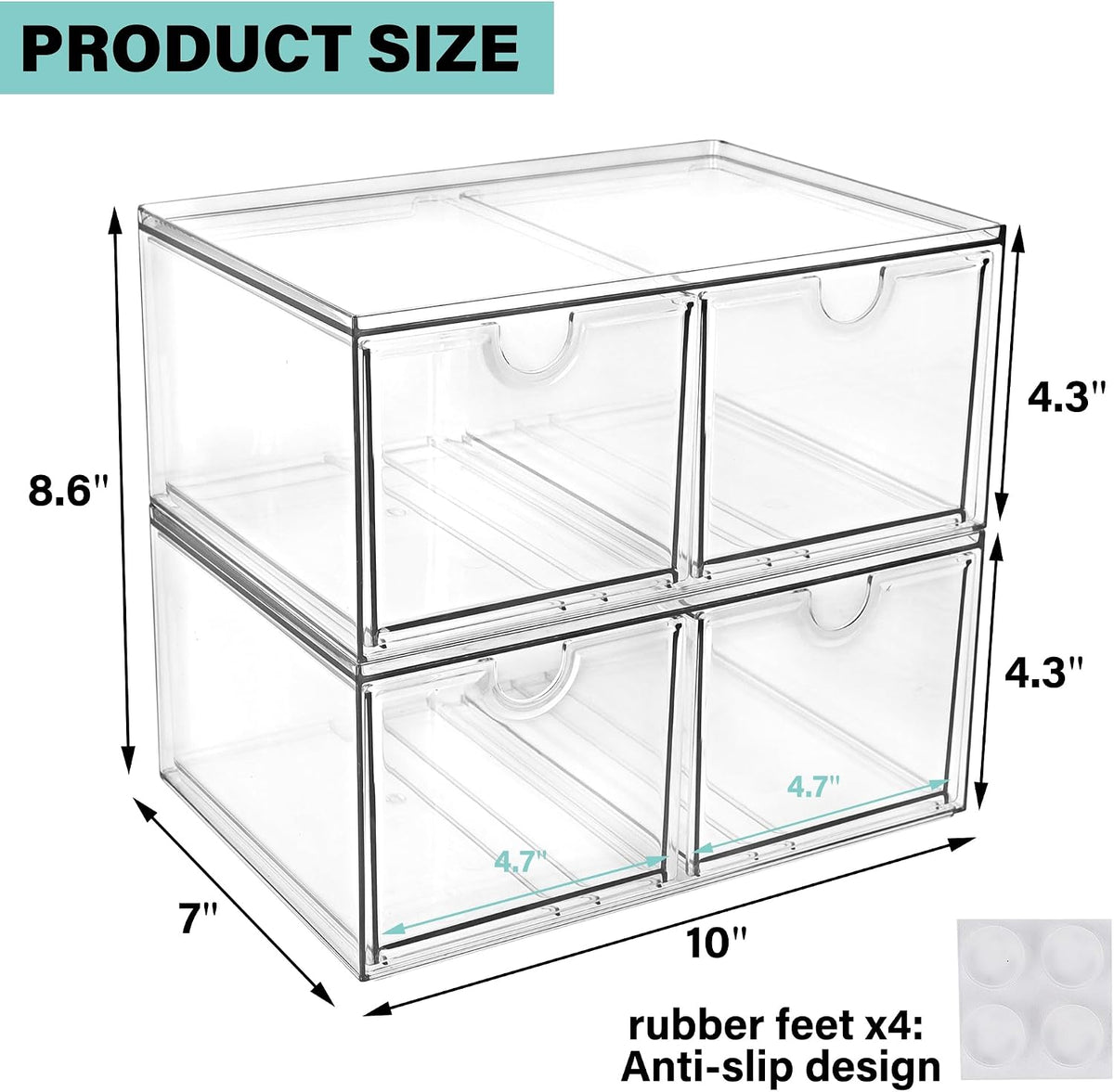 Acrylic Drawer Makeup Organizer with 4 Drawers