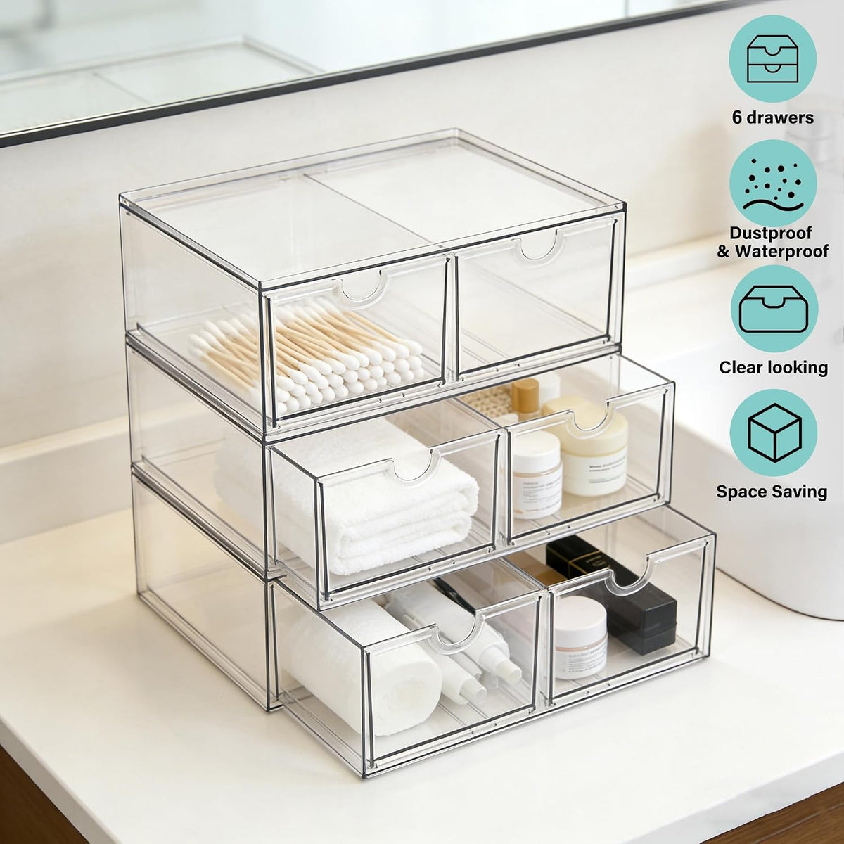 Acrylic Drawer Makeup Organizer with 4 Drawers
