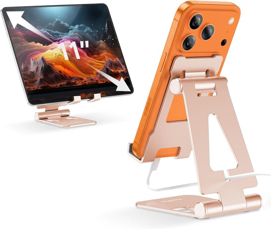 Foldable Cell Phone Stand for Desk, Holder for iPhone,Rose Gold