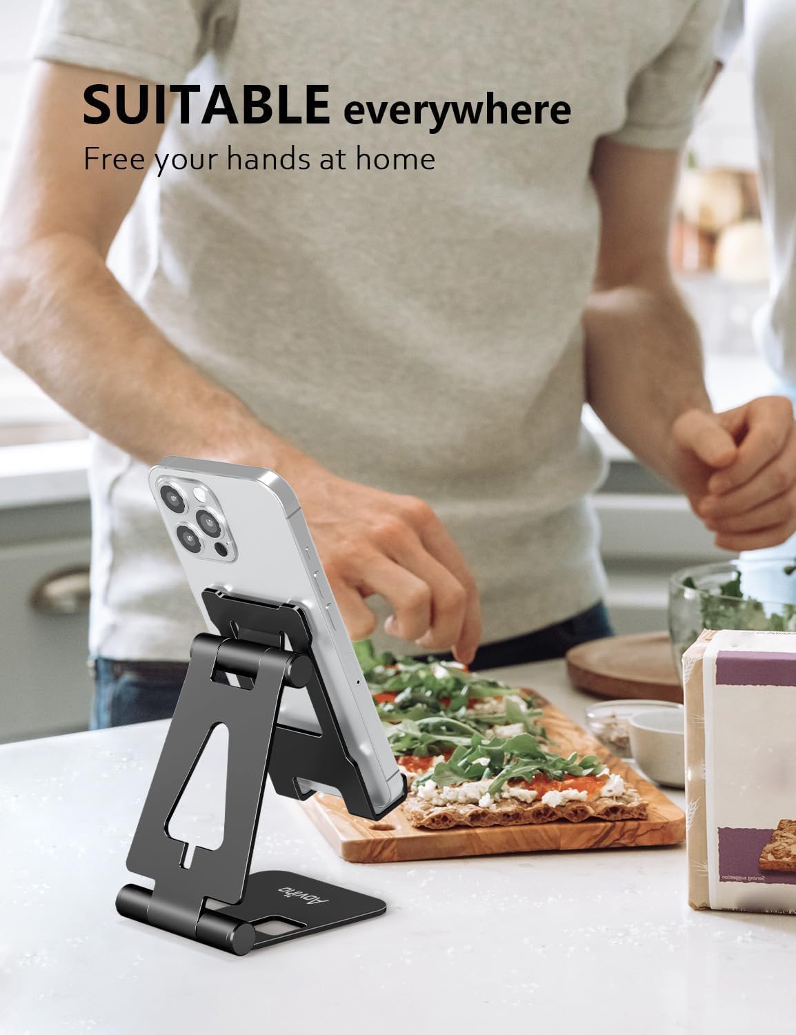 Foldable Cell Phone Stand for Desk, Holder for iPhone,Rose Gold