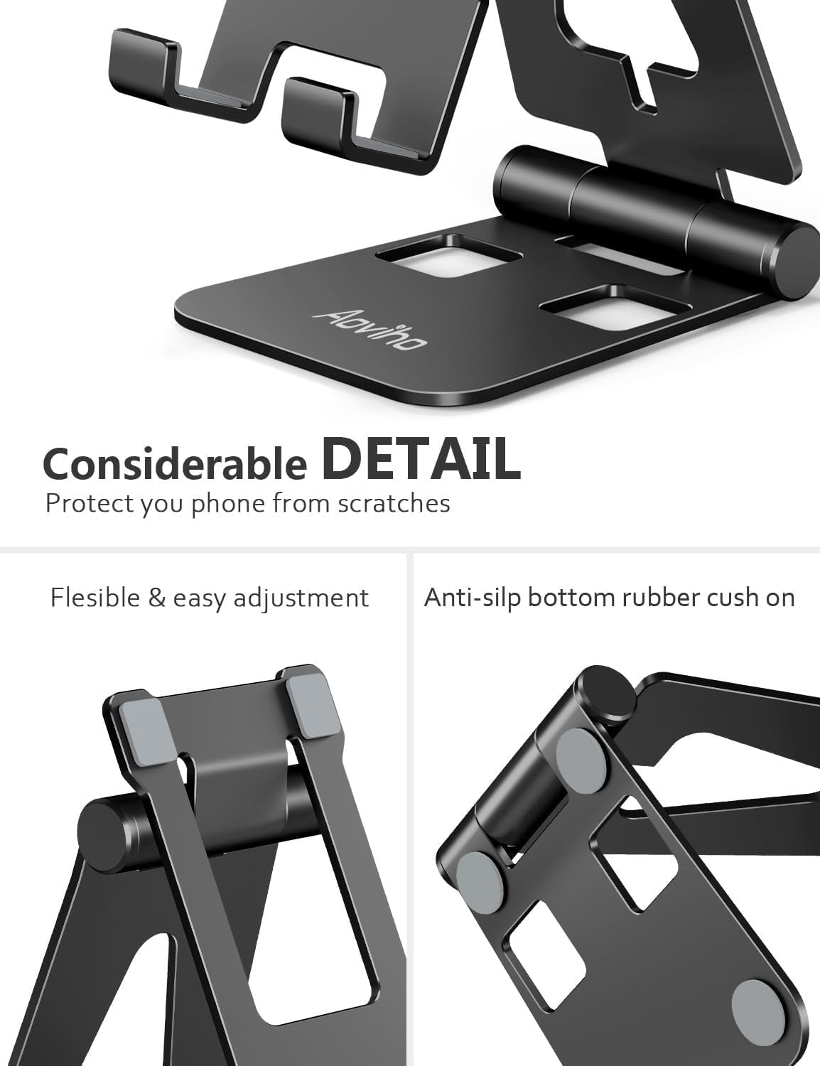 Foldable Cell Phone Stand for Desk, Holder for iPhone,Rose Gold