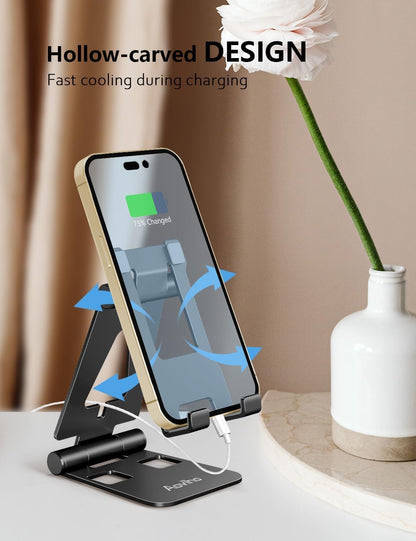 Foldable Cell Phone Stand for Desk, Holder for iPhone,Rose Gold