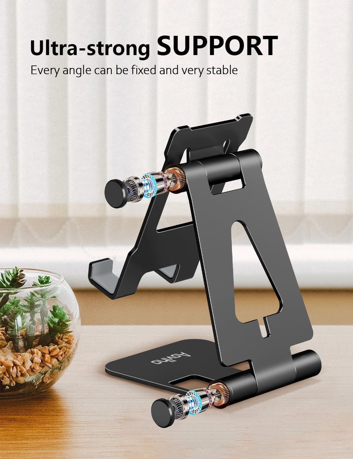 Foldable Cell Phone Stand for Desk, Holder for iPhone,Rose Gold