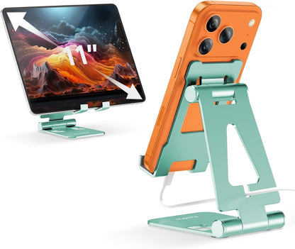 Foldable Cell Phone Stand for Desk, Holder for iPhone,Rose Gold