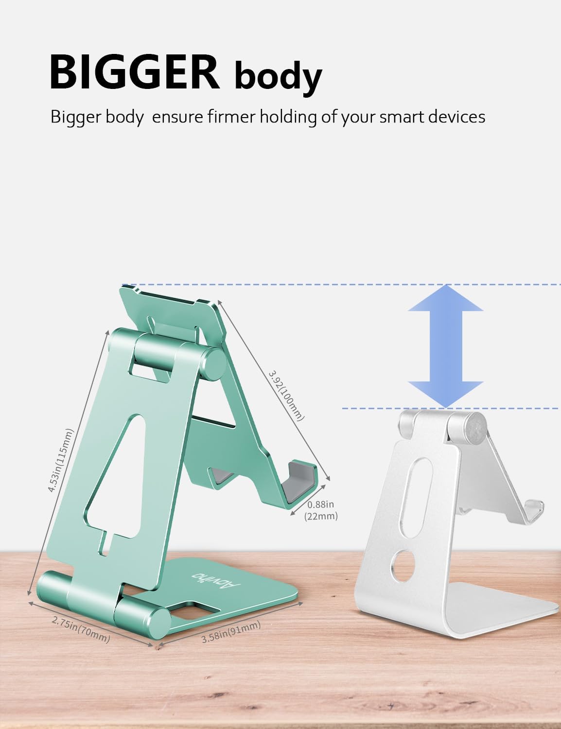 Foldable Cell Phone Stand for Desk, Holder for iPhone,Rose Gold