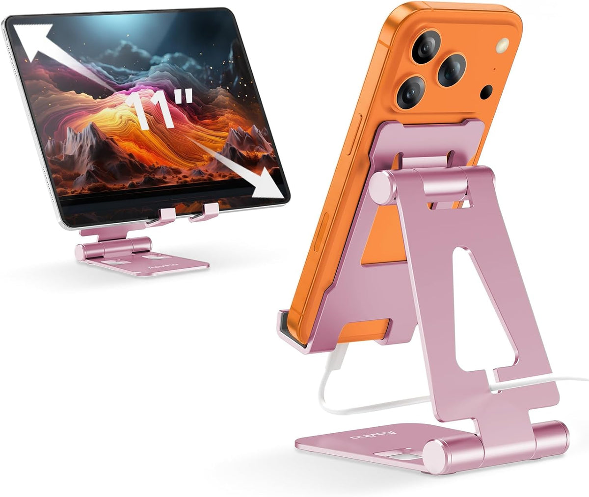 Foldable Cell Phone Stand for Desk, Holder for iPhone,Rose Gold