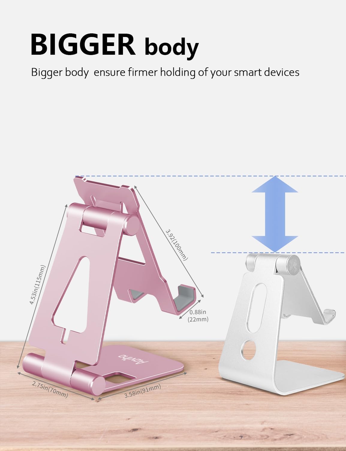 Foldable Cell Phone Stand for Desk, Holder for iPhone,Rose Gold