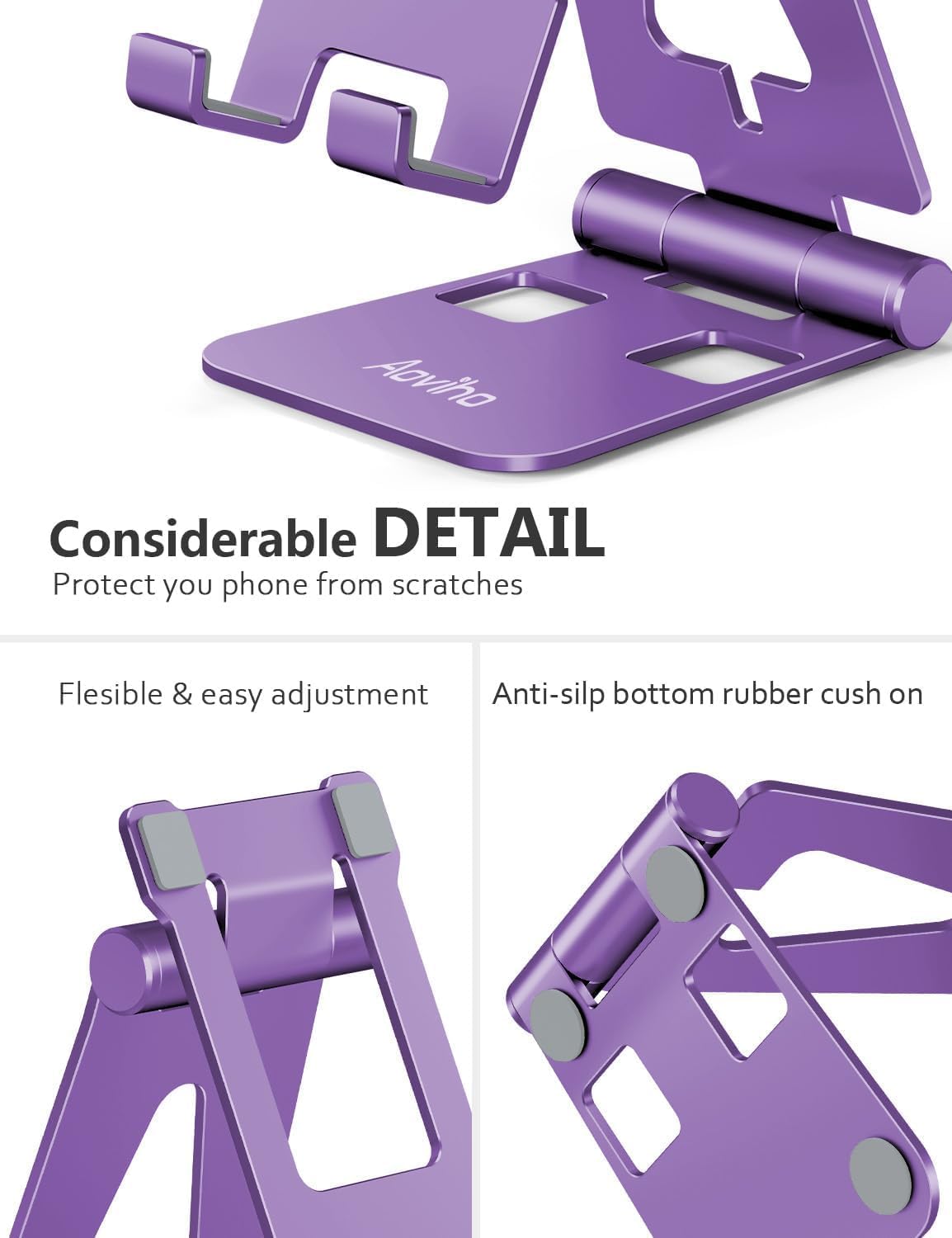 Foldable Cell Phone Stand for Desk, Holder for iPhone,Rose Gold