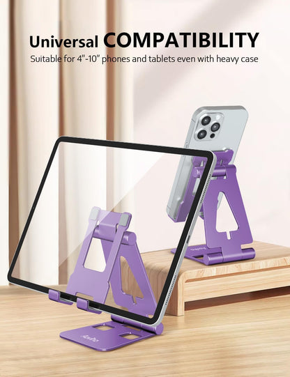 Foldable Cell Phone Stand for Desk, Holder for iPhone,Rose Gold