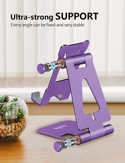 Foldable Cell Phone Stand for Desk, Holder for iPhone,Rose Gold