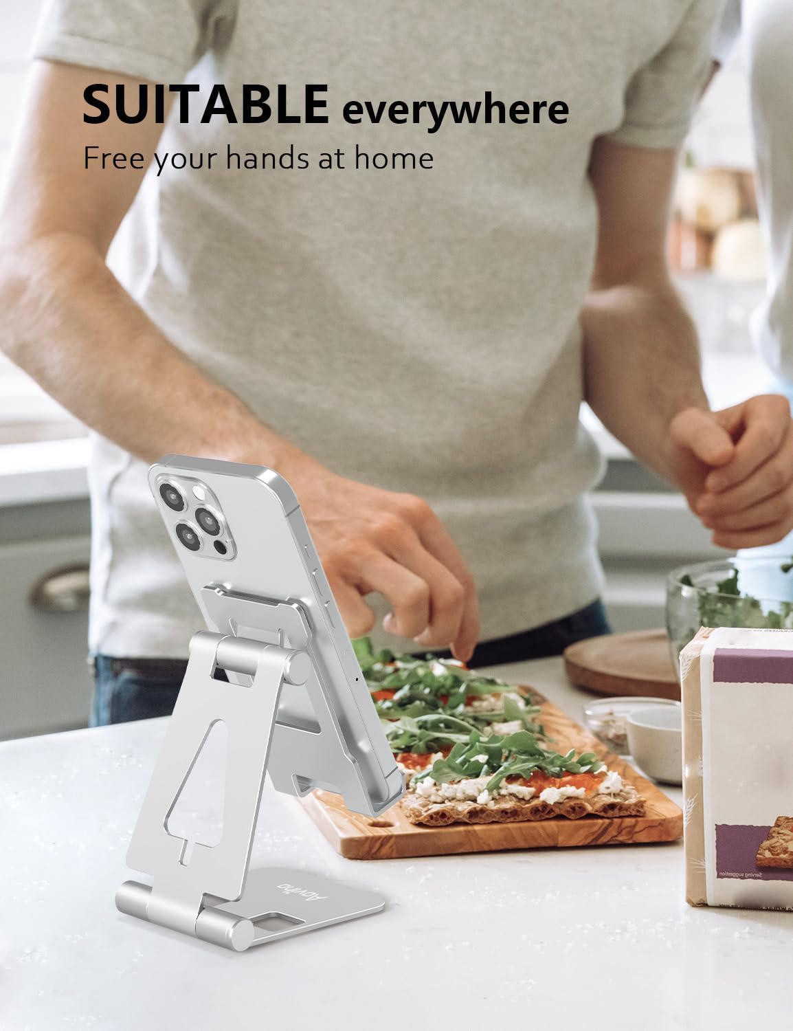Foldable Cell Phone Stand for Desk, Holder for iPhone,Rose Gold