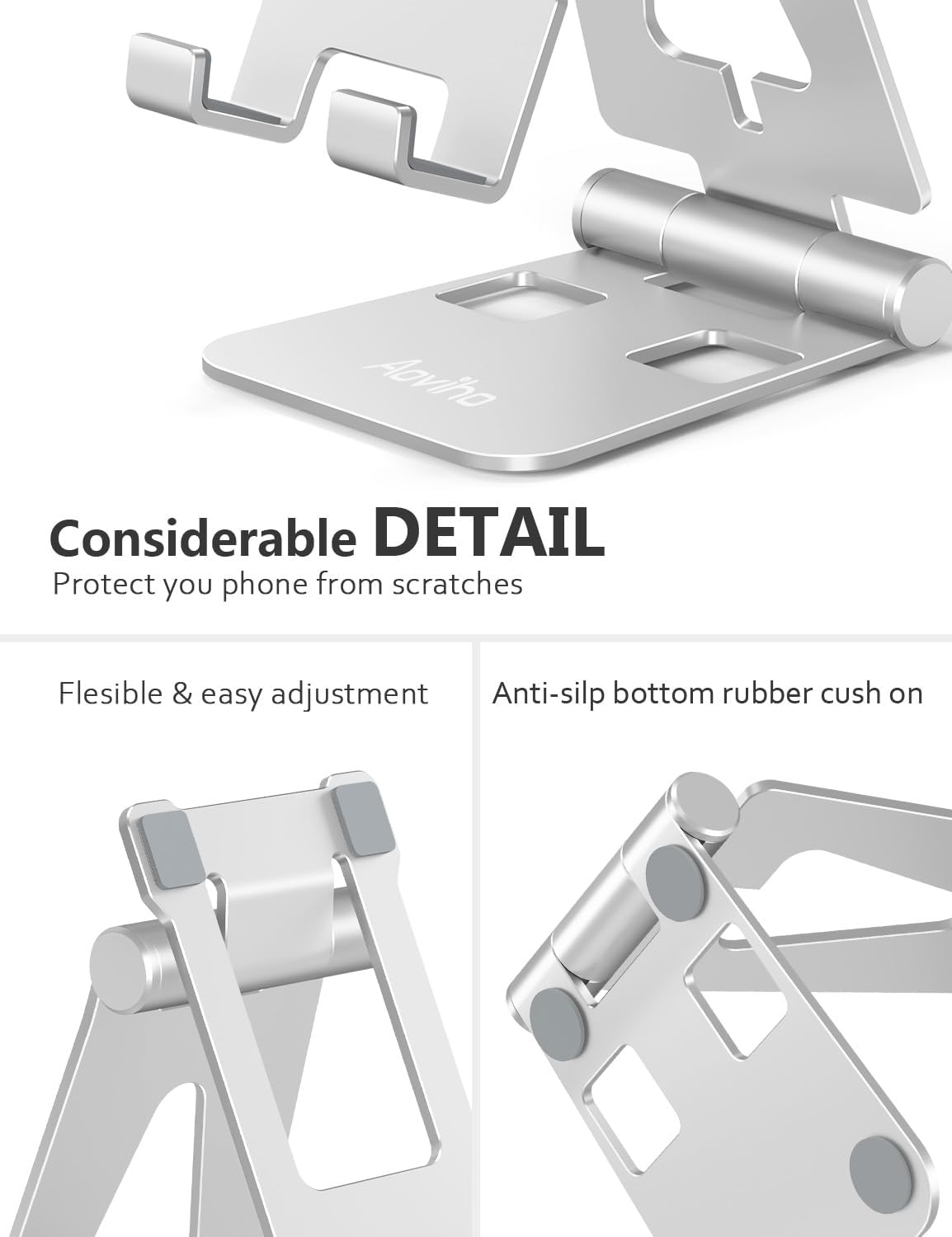 Foldable Cell Phone Stand for Desk, Holder for iPhone,Rose Gold
