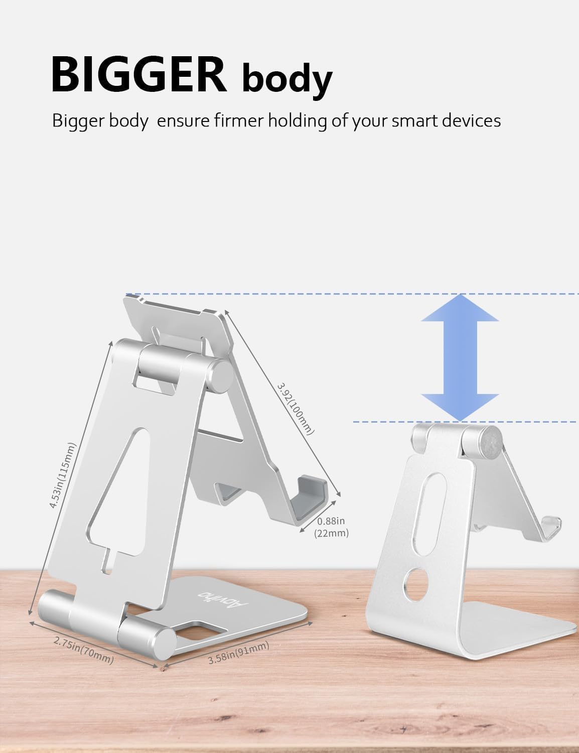 Foldable Cell Phone Stand for Desk, Holder for iPhone,Rose Gold
