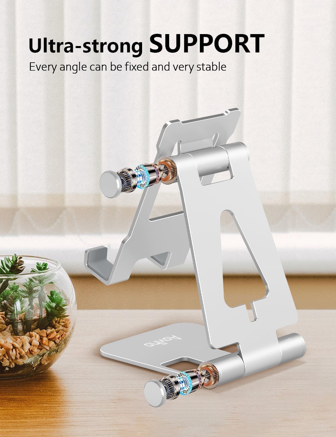 Foldable Cell Phone Stand for Desk, Holder for iPhone,Rose Gold