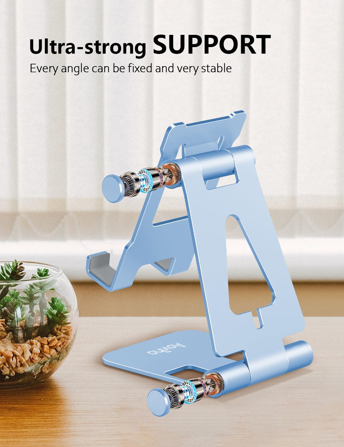 Foldable Cell Phone Stand for Desk, Holder for iPhone,Rose Gold