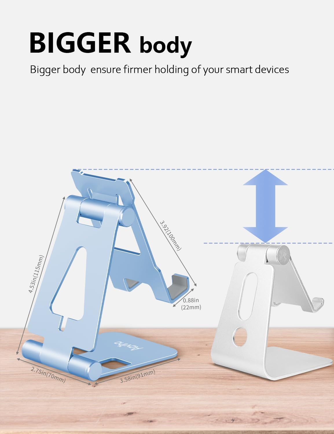 Foldable Cell Phone Stand for Desk, Holder for iPhone,Rose Gold
