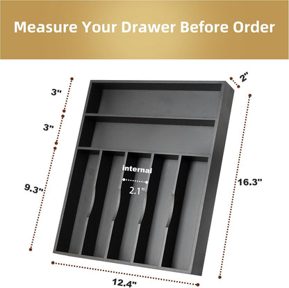 Silverware Organizer Kitchen Drawer Organizer Utensil Organizer Bamboo Silverware Holder Cutlery Organizer in Drawer Flatware Organizer Tray(5 slots, Natural