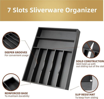 Silverware Organizer Kitchen Drawer Organizer Utensil Organizer Bamboo Silverware Holder Cutlery Organizer in Drawer Flatware Organizer Tray(5 slots, Natural