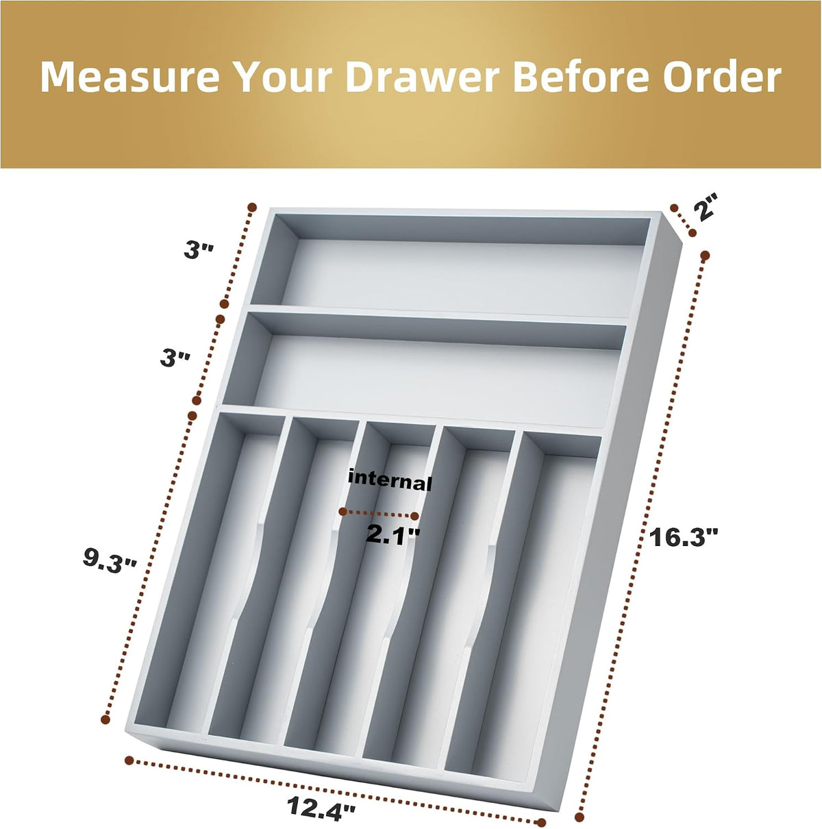 Silverware Organizer Kitchen Drawer Organizer Utensil Organizer Bamboo Silverware Holder Cutlery Organizer in Drawer Flatware Organizer Tray(5 slots, Natural