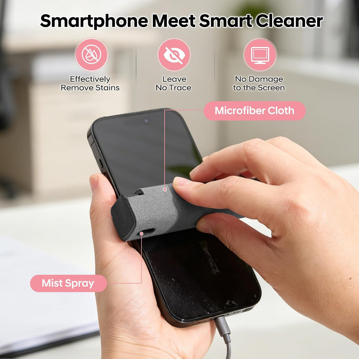 Touchscreen Screen Cleaner Spray, for Phones iPad Car (Grey)