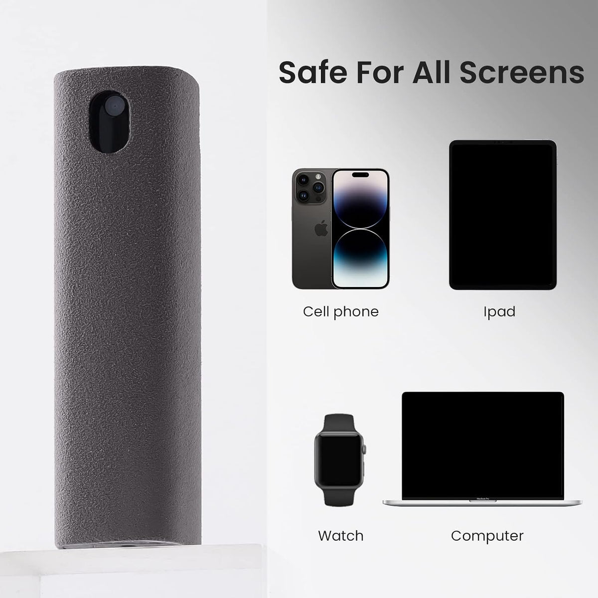 Touchscreen Screen Cleaner Spray, for Phones iPad Car (Grey)