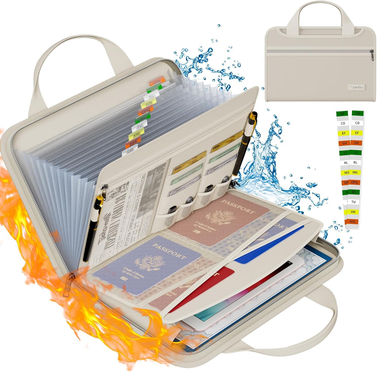 Fireproof Accordion File Organizer, Expanding File Folder