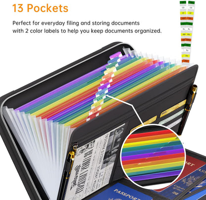 Fireproof Accordion File Organizer, Expanding File Folder
