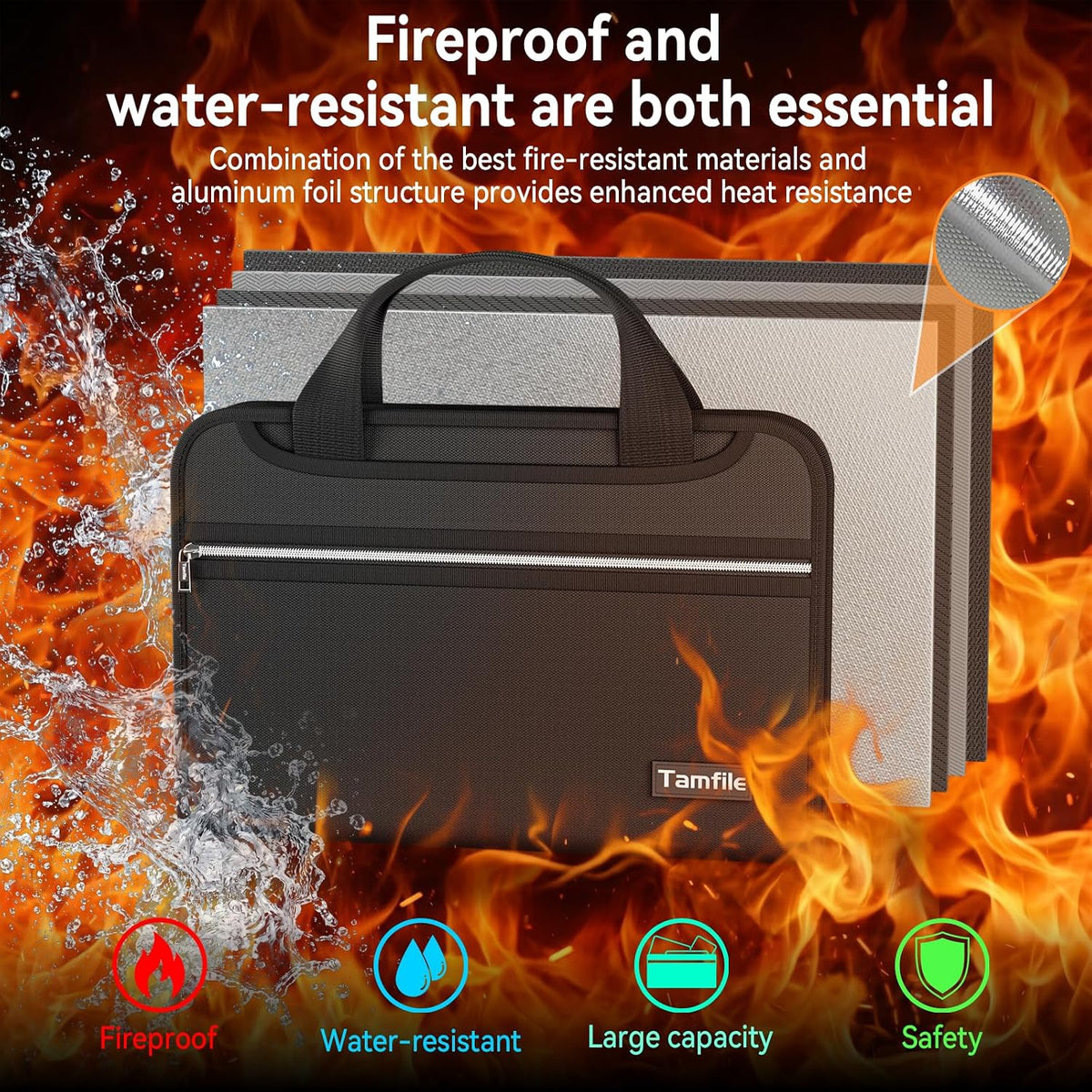 Fireproof Accordion File Organizer, Expanding File Folder