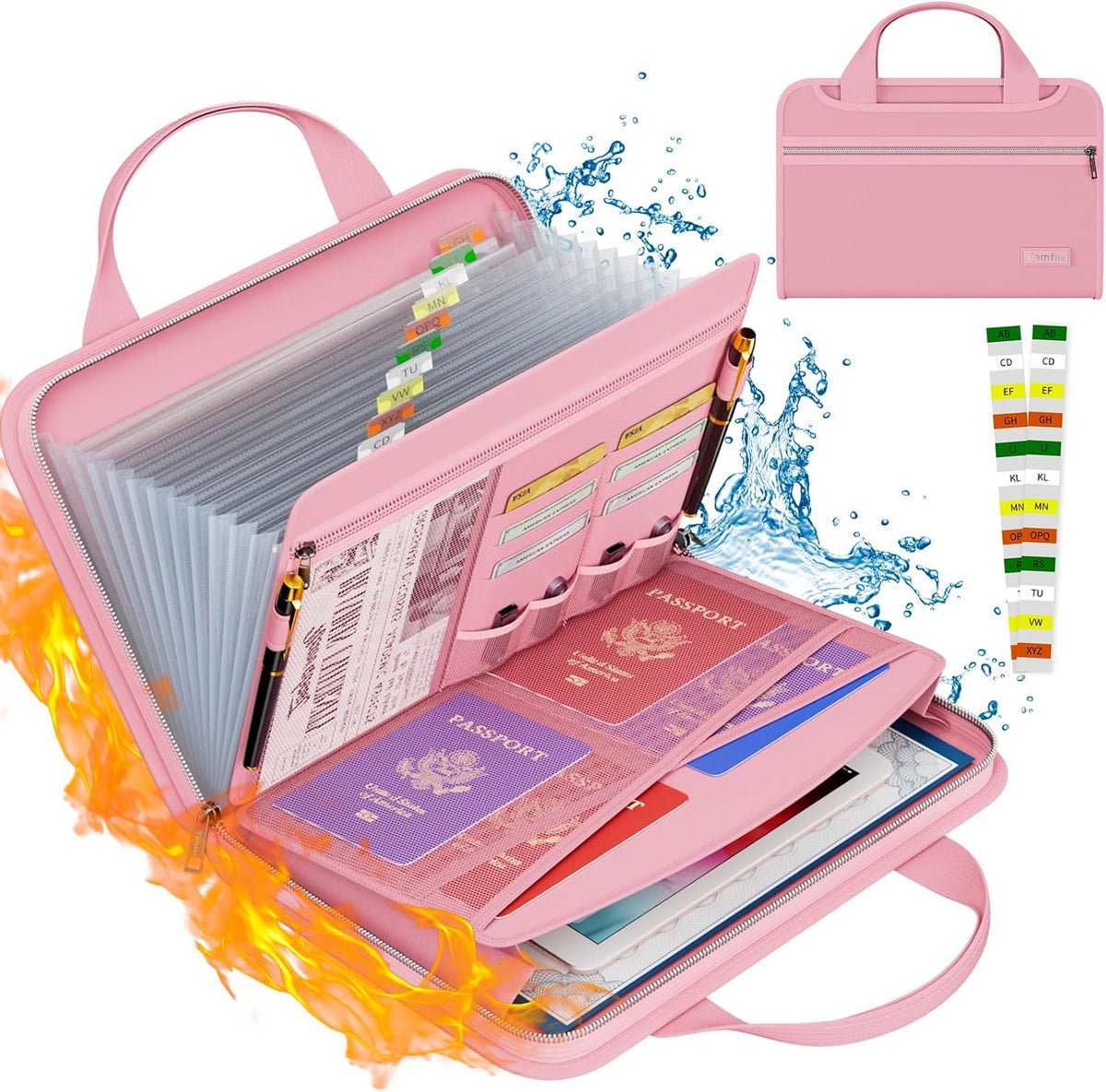Fireproof Accordion File Organizer, Expanding File Folder