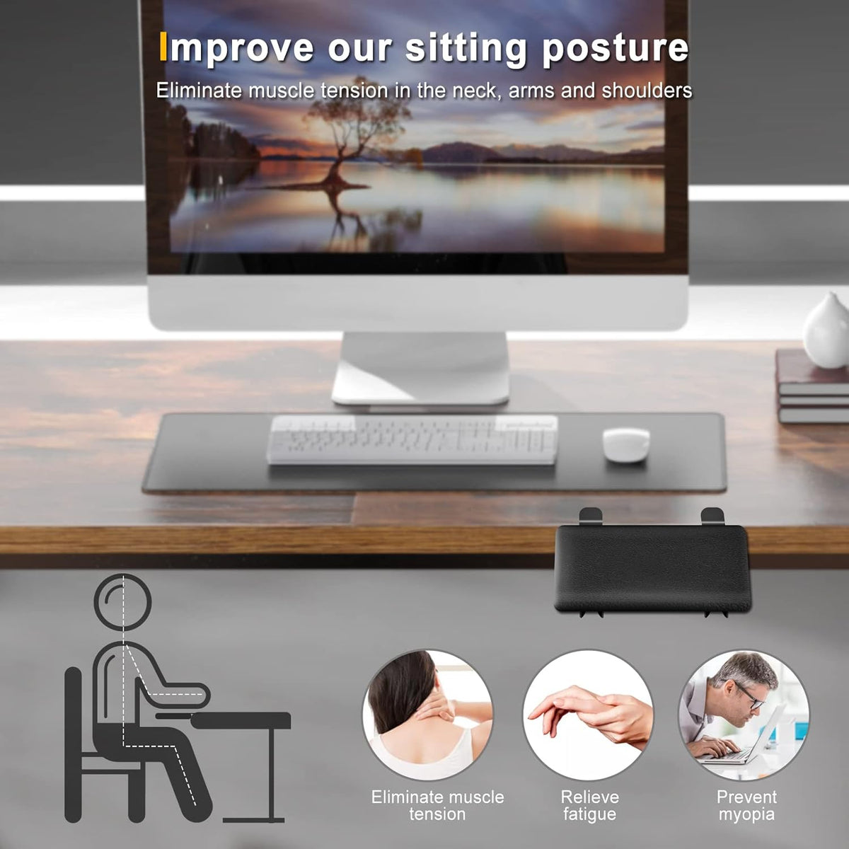 arm Rest for Desk Adjustable Arm Rest Support for arm Support for Computer Desk Ergonomic Desk Extender Rotating Mouse Pad Holder for Table Office Chair Desk
