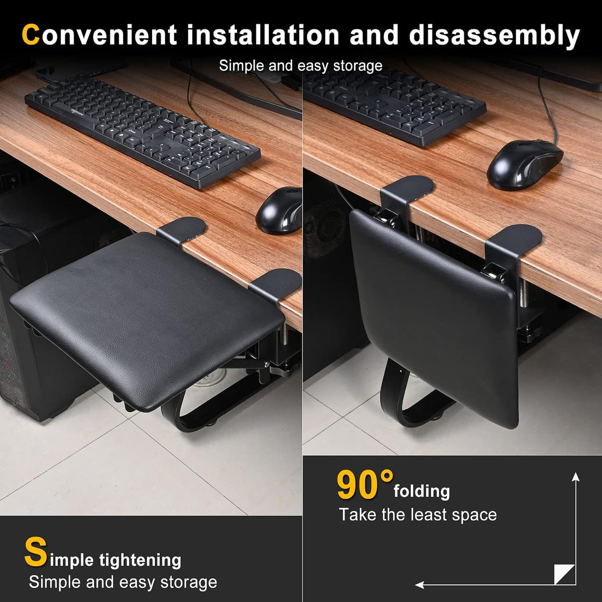 arm Rest for Desk Adjustable Arm Rest Support for arm Support for Computer Desk Ergonomic Desk Extender Rotating Mouse Pad Holder for Table Office Chair Desk