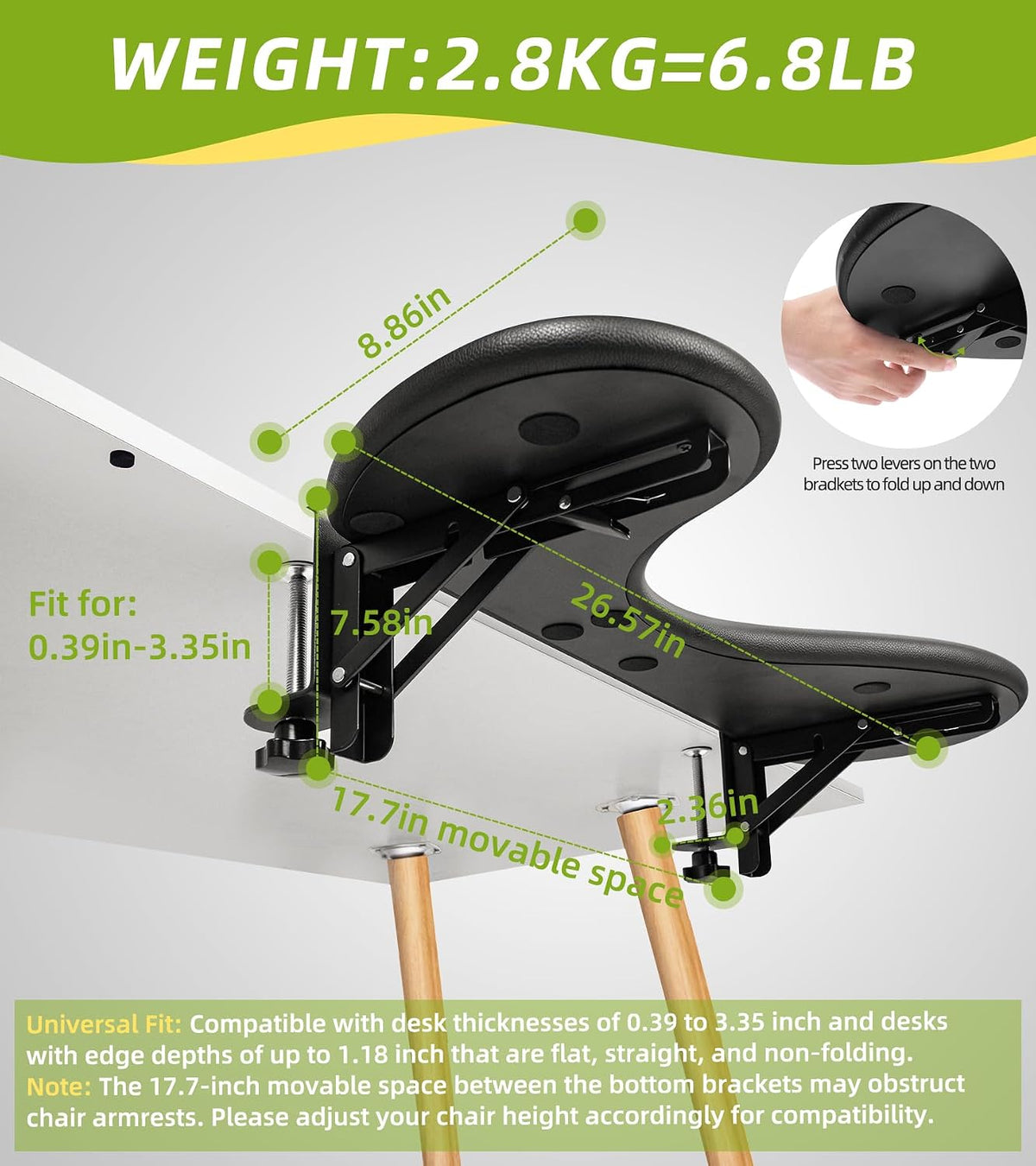arm Rest for Desk Adjustable Arm Rest Support for arm Support for Computer Desk Ergonomic Desk Extender Rotating Mouse Pad Holder for Table Office Chair Desk