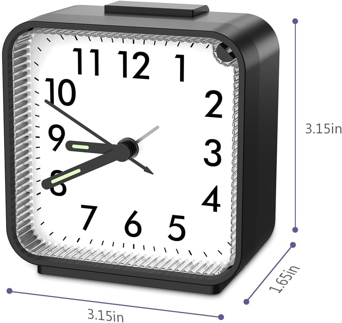 Analog Alarm Clocks, Non Ticking Table Clock with Luminous Hand & Large Display, Battery Powered Silent Bedside Alarm Clock with Snooze & Night Light Function, for Bedroom, Office