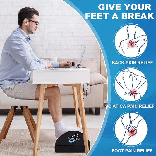 Foot Rest for Under Desk at Work, Foot Stool with Washable Cover, Comfortable Office Desk Accessories, Comfortable Footrest with 3 Adjustable Heights, for Offices Gaming Chair, for Leg Support