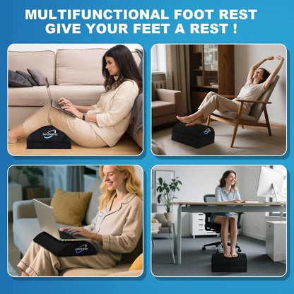 Foot Rest for Under Desk at Work, Foot Stool with Washable Cover, Comfortable Office Desk Accessories, Comfortable Footrest with 3 Adjustable Heights, for Offices Gaming Chair, for Leg Support