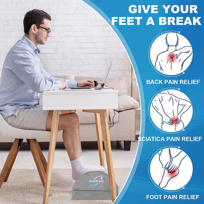 Foot Rest for Under Desk at Work, Foot Stool with Washable Cover, Comfortable Office Desk Accessories, Comfortable Footrest with 3 Adjustable Heights, for Offices Gaming Chair, for Leg Support