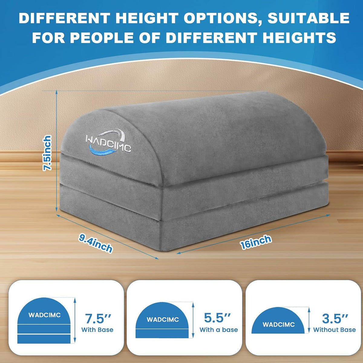 Foot Rest for Under Desk at Work, Foot Stool with Washable Cover, Comfortable Office Desk Accessories, Comfortable Footrest with 3 Adjustable Heights, for Offices Gaming Chair, for Leg Support