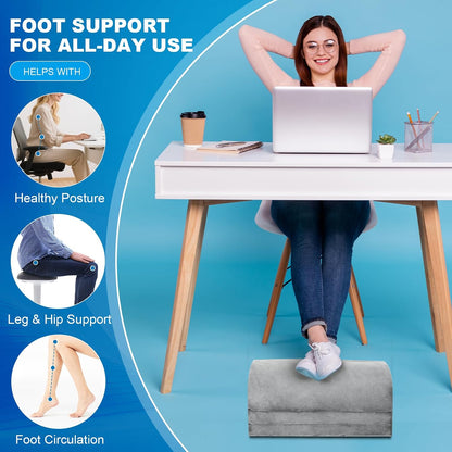 Foot Rest for Under Desk at Work, Foot Stool with Washable Cover, Comfortable Office Desk Accessories, Comfortable Footrest with 3 Adjustable Heights, for Offices Gaming Chair, for Leg Support
