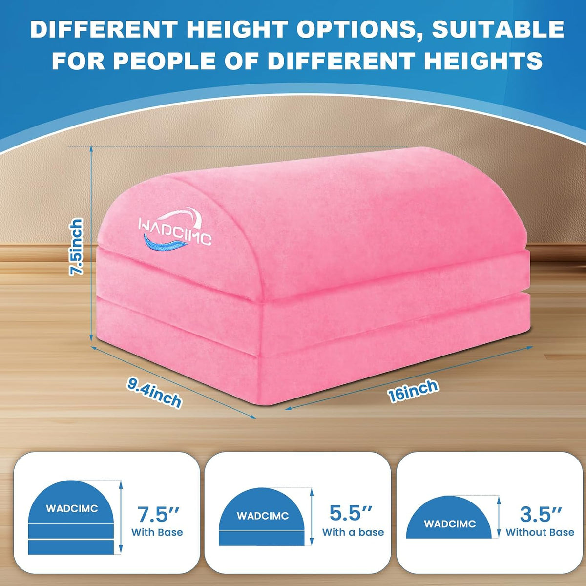 Foot Rest for Under Desk at Work, Foot Stool with Washable Cover, Comfortable Office Desk Accessories, Comfortable Footrest with 3 Adjustable Heights, for Offices Gaming Chair, for Leg Support