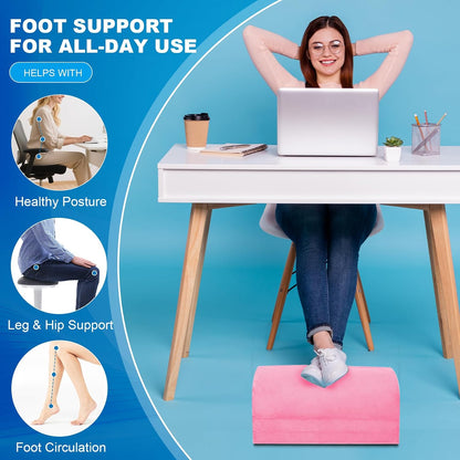 Foot Rest for Under Desk at Work, Foot Stool with Washable Cover, Comfortable Office Desk Accessories, Comfortable Footrest with 3 Adjustable Heights, for Offices Gaming Chair, for Leg Support