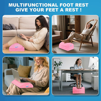 Foot Rest for Under Desk at Work, Foot Stool with Washable Cover, Comfortable Office Desk Accessories, Comfortable Footrest with 3 Adjustable Heights, for Offices Gaming Chair, for Leg Support