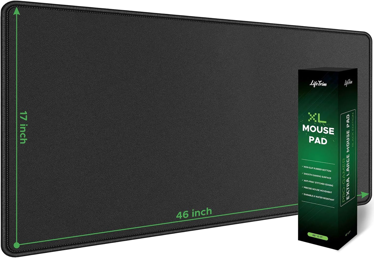 Huge 46”x17” 5mm Gaming Mouse Pad Large Mouse Pad for Desk Gaming Giant Black XXL Thick Long Extra Large Extended Big Gamer Desk Mat