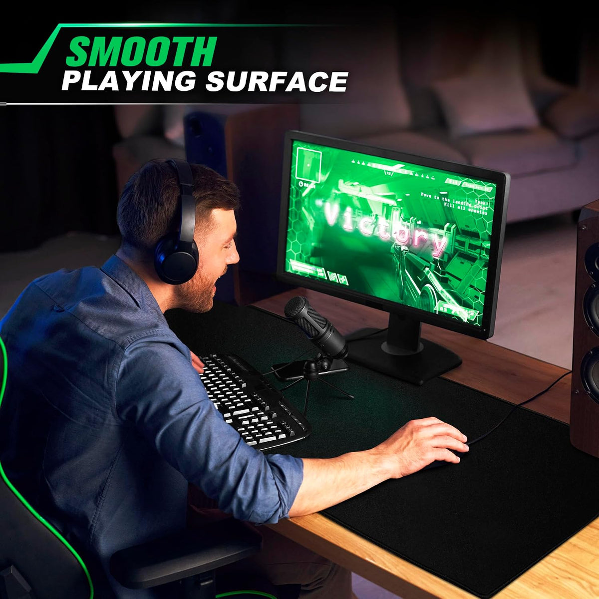 Huge 46”x17” 5mm Gaming Mouse Pad Large Mouse Pad for Desk Gaming Giant Black XXL Thick Long Extra Large Extended Big Gamer Desk Mat