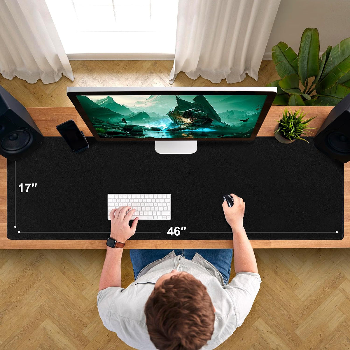 Huge 46”x17” 5mm Gaming Mouse Pad Large Mouse Pad for Desk Gaming Giant Black XXL Thick Long Extra Large Extended Big Gamer Desk Mat